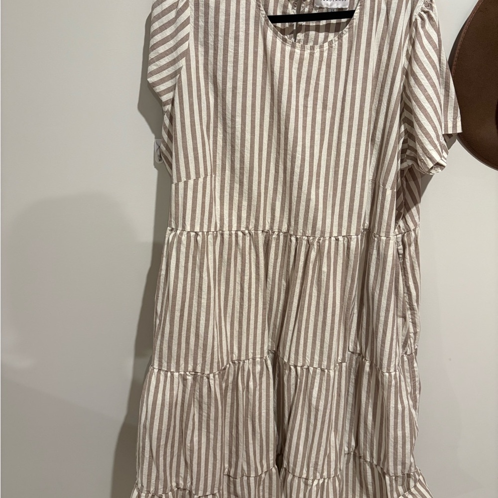 Tradlands Beige and White Striped Top